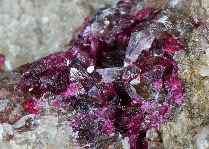 Roselite and Calcite Crystals on Matrix - Morocco #57145